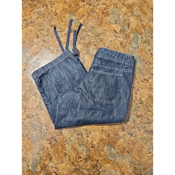Riders by Lee 13159E7 Womens Dk Wash Blue Cargo Denim Capri Jeans SZ 6M (A272) - Picture 1 of 8